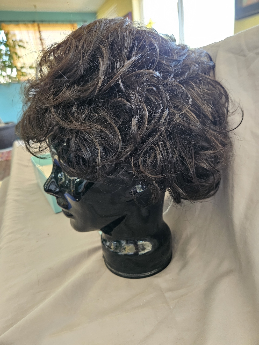 Short Curly Women's Wig in Dark Brown – Natural Volume Style